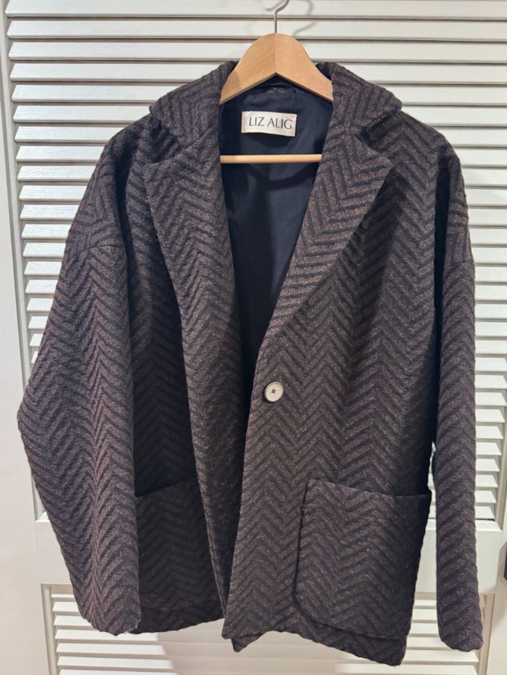 Liz Alig Portuguese Wool Pieper Coat – Brown/Black Herringbone (M) - Picture 6 of 16